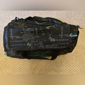 Ecko Unlimited Black Duffel Bag with Teal Accents